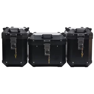 Set 2 Maletas Laterales + 1 Baúl Aluminio Negro