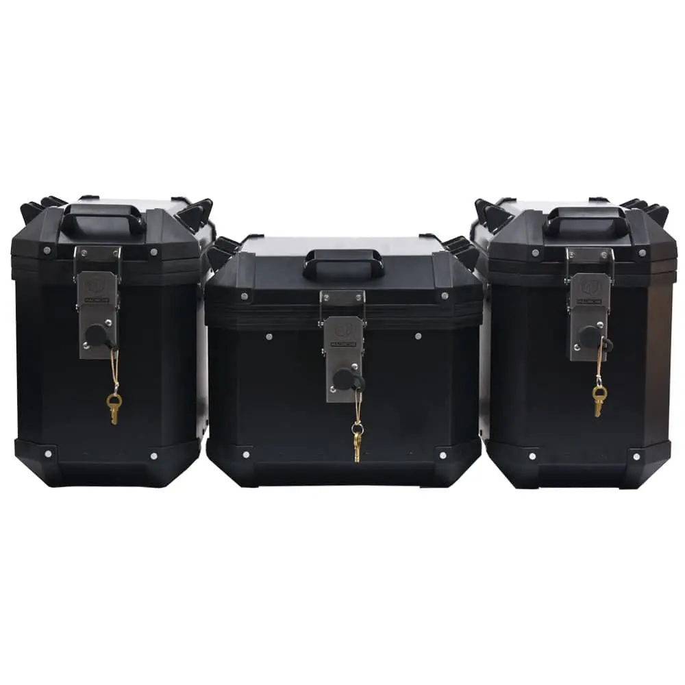 Set 2 Maletas Laterales + 1 Baúl Aluminio Negro